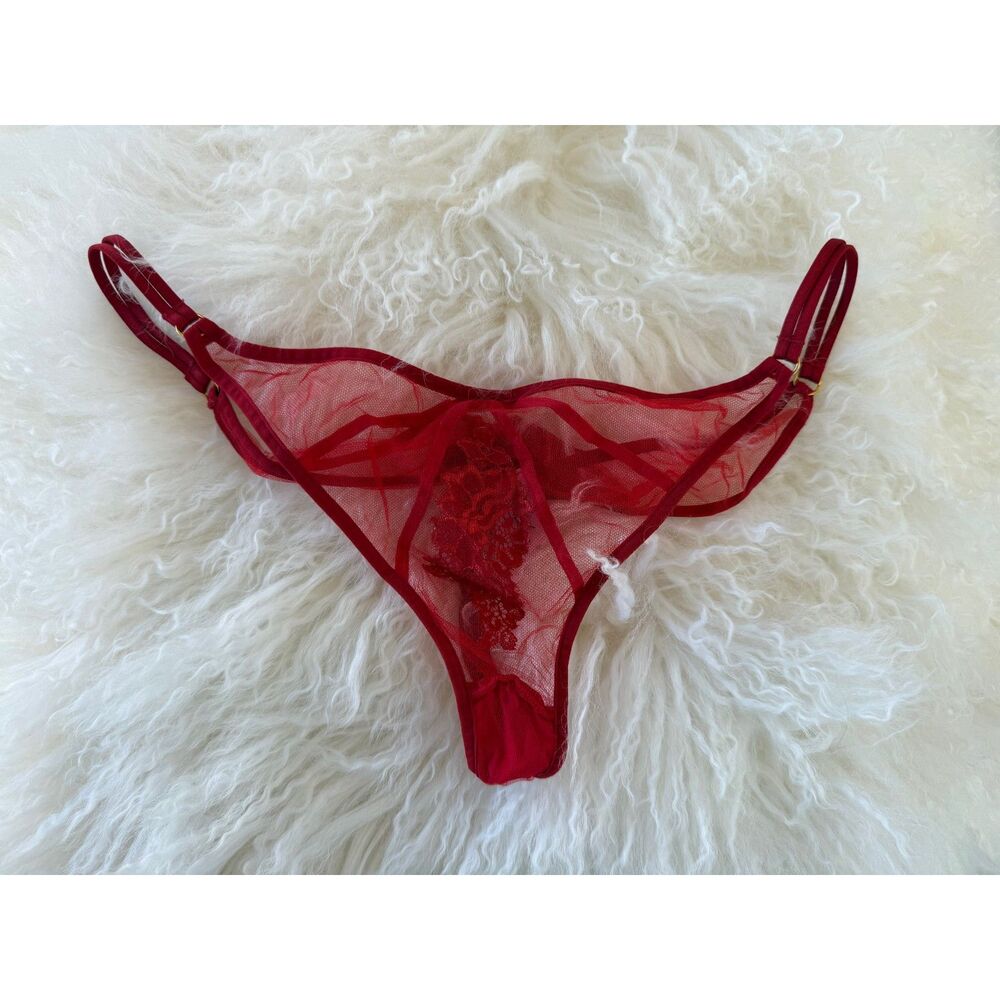 Agent Provocateur Demelza Red Lace Thong AP 5 L XL NWOT Rare Discontinued